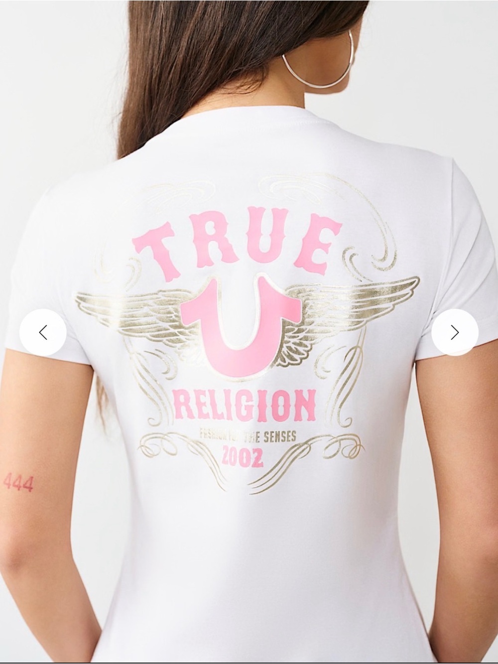True Religion Horseshoe Winged White/Pink Short-Sleeve Crewneck Tee - Picture 4 of 11
